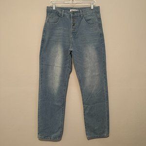 Misslook Light Wash Exposed Button Fly Highrise Denim Jeans Size Medium